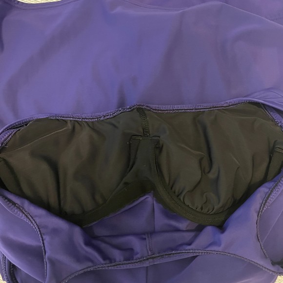 WOMENS LANDS' END PURPLE SURPLICE WRAP ONE PIECE SWIMSUIT DRESS SIZE 10 - Picture 7 of 8